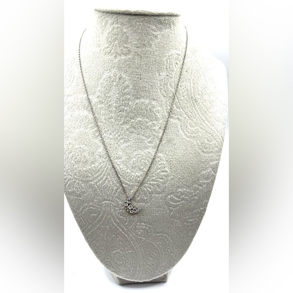 Vtg Rhinestone Cresent Moon Pendent/ Necklace. 925 Sterling Silver 17” necklace - Picture 3 of 13